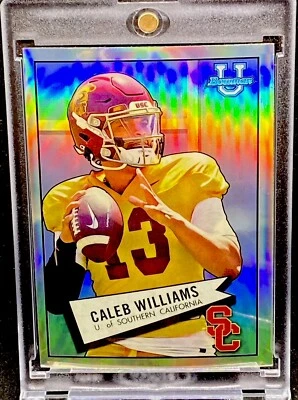 Caleb Williams RARE ROOKIE RC REFRACTOR INVESTMENT CARD SSP BOWMAN CHROME - Image 1 of 4