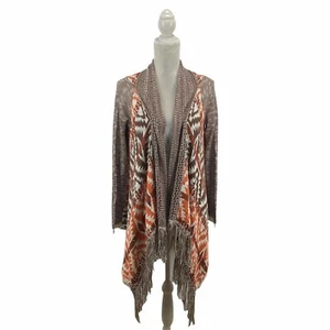 Love Design Open Front Cardigan Waterfall Tribal Southwestern Aztec Boho Hippie - Picture 1 of 9