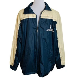 St Augustine Lighthouse Windbreaket Jacket Mens Size M Navy Beige VTG Maritime - Picture 1 of 15
