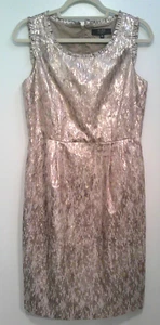 Alex Marie Gold Metallic Dandy Dress Pockets/Zipper Closure Women's Size 6P - Picture 1 of 11