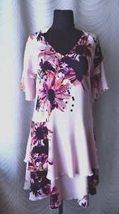 🔻 Mos Mosh Pink Floral Print Size M-L? multilayer Dress Frill Bell Sleeve - Picture 1 of 9