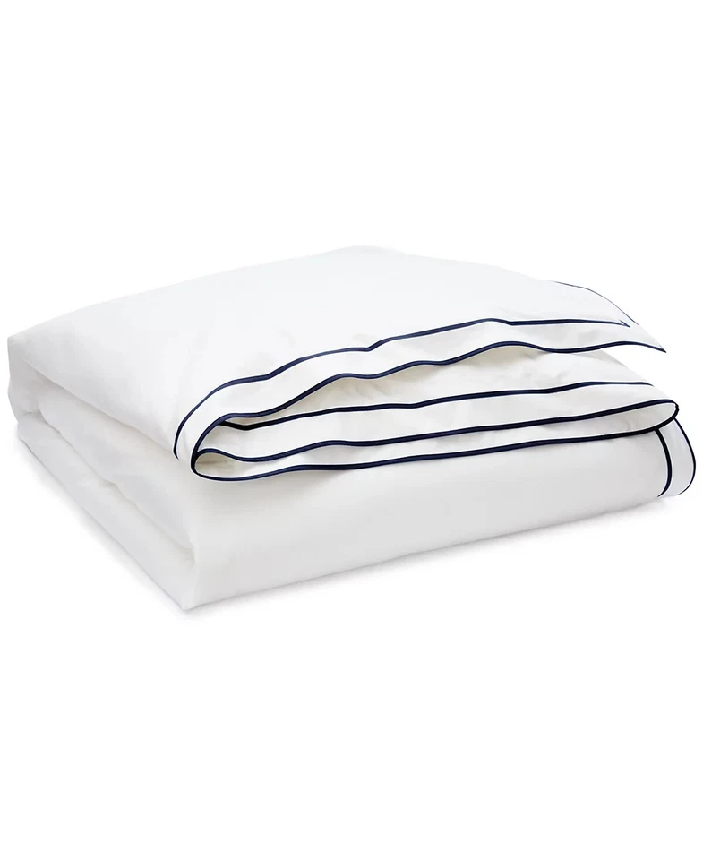 Ralph Lauren Spencer Cotton Border 300tc Full/queen Duvet Cover White/navy H120