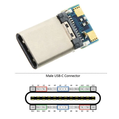 Cablecy DIY 24pin USB 3.1 Type C USB-C Male Plug Connector SMT type with PCB - Image 1 of 4