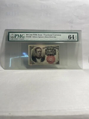 Fr 1266 5th Issue 10c Fract. Currency  PMG 64 Choice Uncirculated ShortThick Key - Image 1 of 4