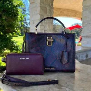 Michael Kors Snakeskin Embossed Leather Penelope MD TH Satchel Wallet Options - Picture 1 of 34