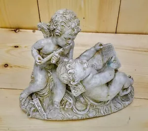 11" Two Musical Cherubs Raphael Angel Statue Cherub Sculpture Clearance - Picture 1 of 5