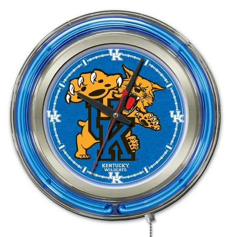 University of Kentucky "Cat" Clock w/ Double Neon Ring Cover