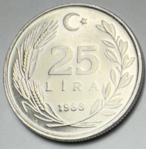 1988 Turkey, 25 Lira, Aluminum, KM:975 Ataturk Kayihan coins Unc. Bx11.41 - Picture 1 of 2