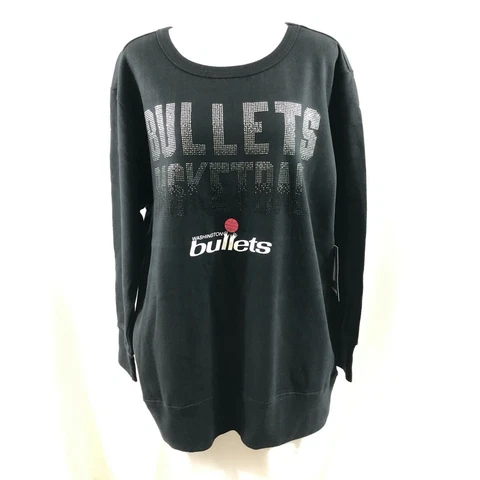 NBA Washington Bullets Womens Sweatshirt Rhinestones Black Size L Cover