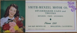Hollister, CA 1951 Studebaker Car Advertising Blotter w/Pinup Woman - 'Laura' - Picture 1 of 1