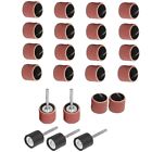 25Pcs Sanding Drum Ring with Rod Abrasive Rotary Grinding Head 40-320# 1/2inch