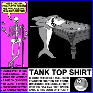 Pool Shark 9 Ball Skull and Crossed Pool Queue Sticks Shark Pool Player Tank Top - Bild 1 von 24