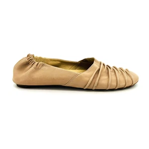 Womens 8.5 Chocolat Blu Caro Beige Pink Leather Ballet Flats Moccasins Slip Ons - Picture 1 of 11