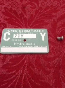 1971 Chevelle Corvette 454 LS5  Transmission Tag - CY GREEN 71 - Picture 1 of 1