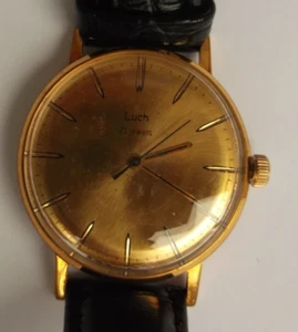 Vintage Poljot De Luxe 23 jewels Shockproof Gold Plated Lyxury Men Wristwatch - Picture 1 of 5