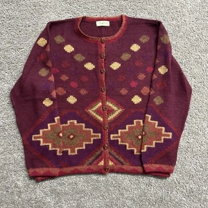 Vintage The Fine Alpaca 100% Alpaca Wool Button up cardigan pattern Large VTG - Picture 1 of 12