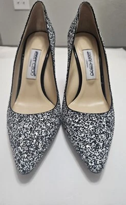 Jimmy Choo 38.5 u 8.5 Romy blanco y negro brillante punta puntiaguda tacones de aguja Foto 1 de 4