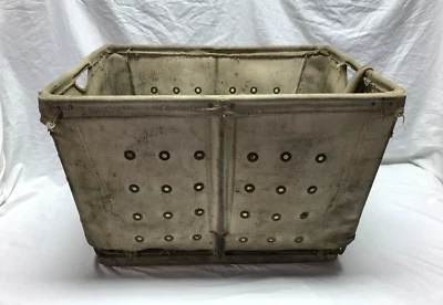 De Colección Tienda Industrial Lona Almacenamiento Steampunk Cesta de Lavandería Cubo Antiguo 1416-23B Foto 1 de 4