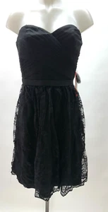 Monique Lhuillier Evening NWT Strapless Black Lace Evening Party Dress Size 6 - Picture 1 of 5