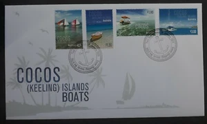 2011 Cocos Keeling Islands Boats FDC ties 4 Stamps cd Cocos Islands - Picture 1 of 2