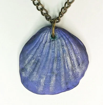 Mermaid Purple Seashell Pendant Necklace with 18 inch Adjustable Chain - Image 1 of 4