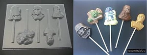 Molde de jabón piruleta chocolate caramelo STAR WARS Chewy Darth Vader Yoda R2D2 C3PO - Imagen 1 de 1