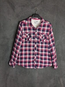 BC Clothing Ladies lined jacket size large check long sleeve red mix button up - Picture 1 of 9