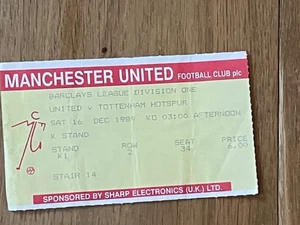 TICKET 1989/90 Manchester United v Tottenham League - Yellow Non Shiny - Picture 1 of 1