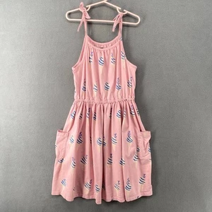 Tea Collection Whimsy Ice Cream Cone Print Pink Sundress Girls 10 Pockets Cotton - Picture 1 of 6
