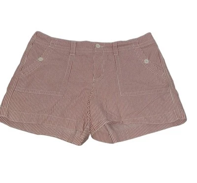 Faded Glory Shorts Womens 16 Button Pockets Red White Striped Stretch - Image 1 of 4