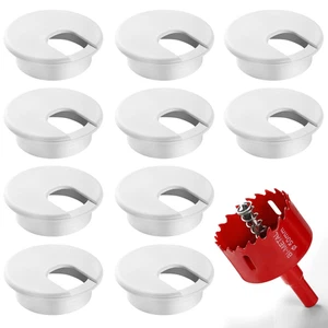 Desk Grommet 2 Inch (50 Mm) 10 Pieces, Desk Hole Cover for Cables White, ABS - Afbeelding 1 van 12