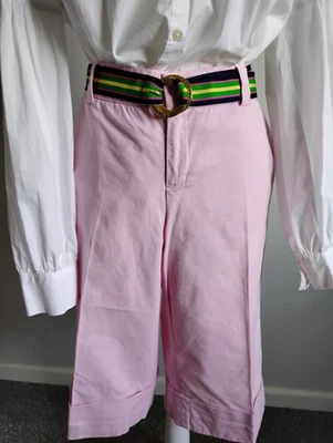 Shorts Lilly Pulitzer Vintage Anos 90 Palm Beach Fit Rosa Algodão Elástico Tamanho 12 - Imagem 1 de 4