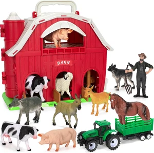 Farm Animals Toys for 1 2 3 4 5 Year Old Toddlers Girls Boys, Big Red Barn Farm  - Picture 1 of 12