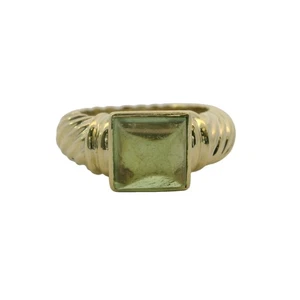 Vintage David Yurman 14kt Yellow Gold Sugarloaf Tourmaline Cable Ring Size 6.5 - Picture 1 of 7