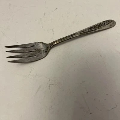 Tenedor de ensalada vintage H&T plateado flor prado 4,5" buen estado Foto 1 de 4