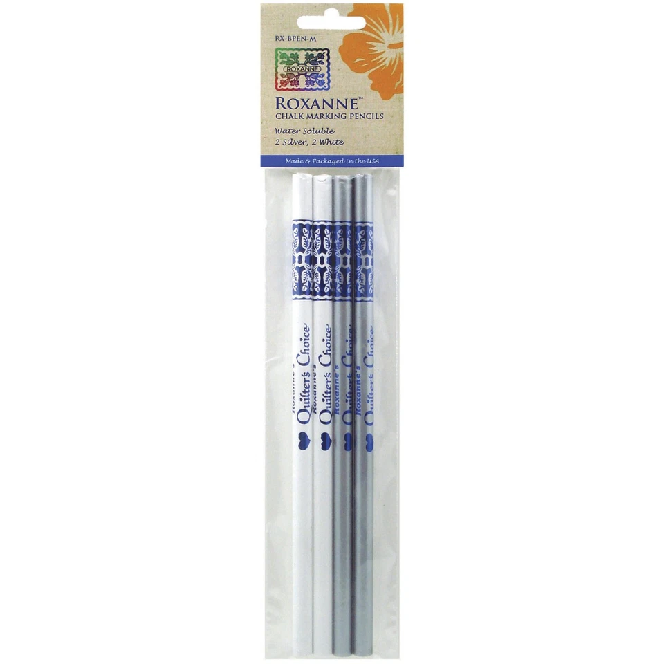 Colonial Needle Water Soluble Chalk Marking Pencils 4/pkg 2 Each -white & Silver