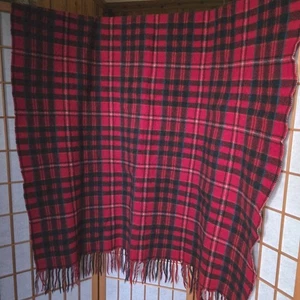 Vintage Pendleton Tartan Red Plaid Stadium Blanket Throw 100% Virgin Wool USA - Picture 1 of 12