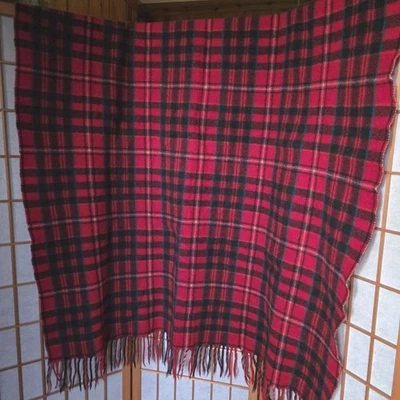 Vintage Pendleton Tartan Red Plaid Stadium Blanket Throw 100% Virgin Wool USA - Image 1 of 4
