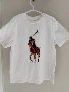 Polo Ralph Lauren T-Shirt Graphic Tee Casual White Size 5 Kids - Picture 1 of 4