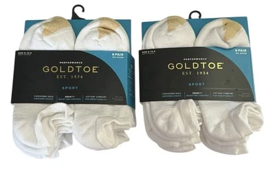 GoldToe Sport Cotton AQUAFX No Show Socks White 12 Pair Men's Size 6-12.5 NEW - Image 1 of 3