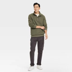 Suéter Pullover Goodfellow & Co Hombres M Verde Oliva Diamante Acolchado Tapeta a Presión - Imagen 1 de 11