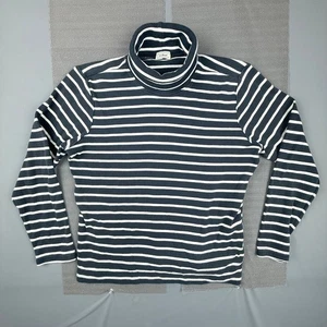 LL Bean Turtleneck Sweater Women L Navy White Striped Knit Preppy Coastal - Picture 1 of 3