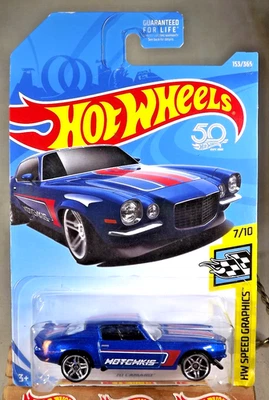 2018 Hot Wheels #153 HW Speed Graphics 7/10 '70 CAMARO Blue w/Chrome Pr5 Spokes — 第 1/4 张图片