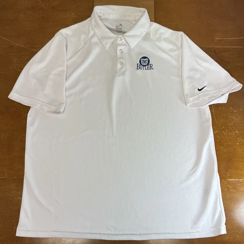 Butler Bulldogs Shirt Mens Extra Large White Polo Short Sleeve Nike Dri Fit Cover