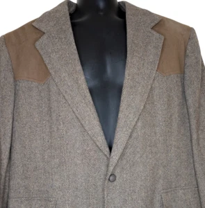 Pendleton Western  Size 46L Sport Coat Blazer Wool Tweed Leather Patch - Picture 1 of 9