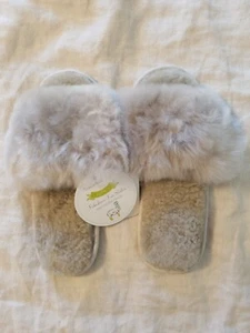 Samantha Holmes Alpaca Wool Slippers Gray Womens Size 5-6 Suede - Picture 1 of 4