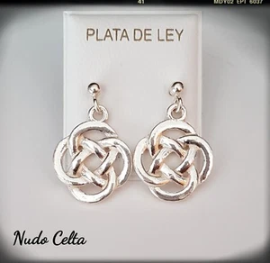 NUDO CELTA PENDIENTES EN PLATA LEY 925ml CELTA PAGAN WICCA CELTA NUDO SILVER 925 - Foto 1 di 2