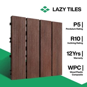 Interlocking Floor Tile - Indoor & Outdoor Tile - WPC Wood Decking - Cherry Red - Picture 1 of 9