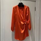 Me Me x Womens Orange wrap Dress Size 10 New