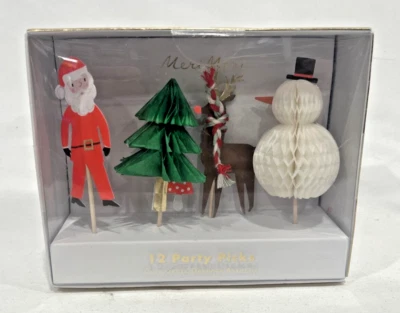 New Meri Meri Santa Rudolph Snowman Christmas Tree Xmas Party Picks Toothpicks - Image 1 of 4